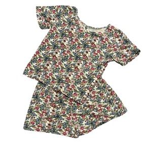 Two Piece Vintage 90's Floral Shorts Set